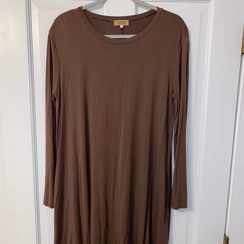 long sleeve piko dress